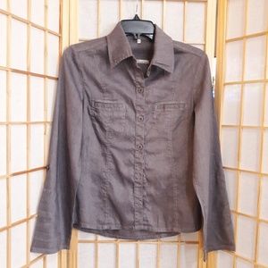 Level 99 Anthropologie Gray Linen Blend Shirt Sz M